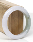 Baikalla Natural Light Lavender & Oil-Green Jadeite Jade "Half Round" Bangle Bracelet (55.6mm) 