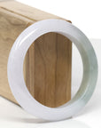 Baikalla Natural Light Lavender & Oil-Green Jadeite Jade "Half Round" Bangle Bracelet (55.6mm) 