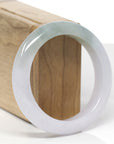 Baikalla Natural Light Lavender & Oil-Green Jadeite Jade "Half Round" Bangle Bracelet (55.6mm) 