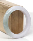 Baikalla Natural Light Lavender & Oil-Green Jadeite Jade "Half Round" Bangle Bracelet (55.6mm) 