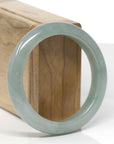 Baikalla Natural Light Icy Oil-Green Jadeite Jade "Half Round" Bangle Bracelet (56.2mm) 