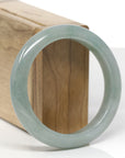 Baikalla Natural Light Icy Oil-Green Jadeite Jade "Half Round" Bangle Bracelet (56.2mm) 