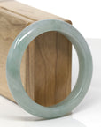 Baikalla Natural Light Icy Oil-Green Jadeite Jade "Half Round" Bangle Bracelet (56.2mm) 