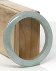 Baikalla Natural Light Icy Oil-Green Jadeite Jade "Half Round" Bangle Bracelet (56.2mm) 