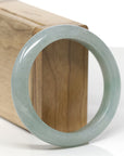 Baikalla Natural Light Icy Oil-Green Jadeite Jade "Half Round" Bangle Bracelet (56.2mm) 