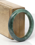 Baikalla Natural Deep Green Jadeite Jade "Oval" Bangle Bracelet (53.9mm) 