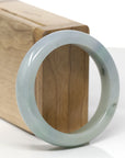 Baikalla Natural Light Green & Blue-Lavender Jadeite Jade "Square Cut" Bangle Bracelet (53mm) 