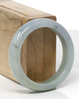 Baikalla Natural Light Green & Blue-Lavender Jadeite Jade "Square Cut" Bangle Bracelet (53mm) 