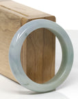 Baikalla Natural Light Green & Blue-Lavender Jadeite Jade "Square Cut" Bangle Bracelet (53mm) 