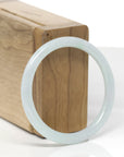Baikalla Natural Icy Light Green Jadeite Jade "Petite Traditional Round" Bangle Bracelet (51.9mm) 