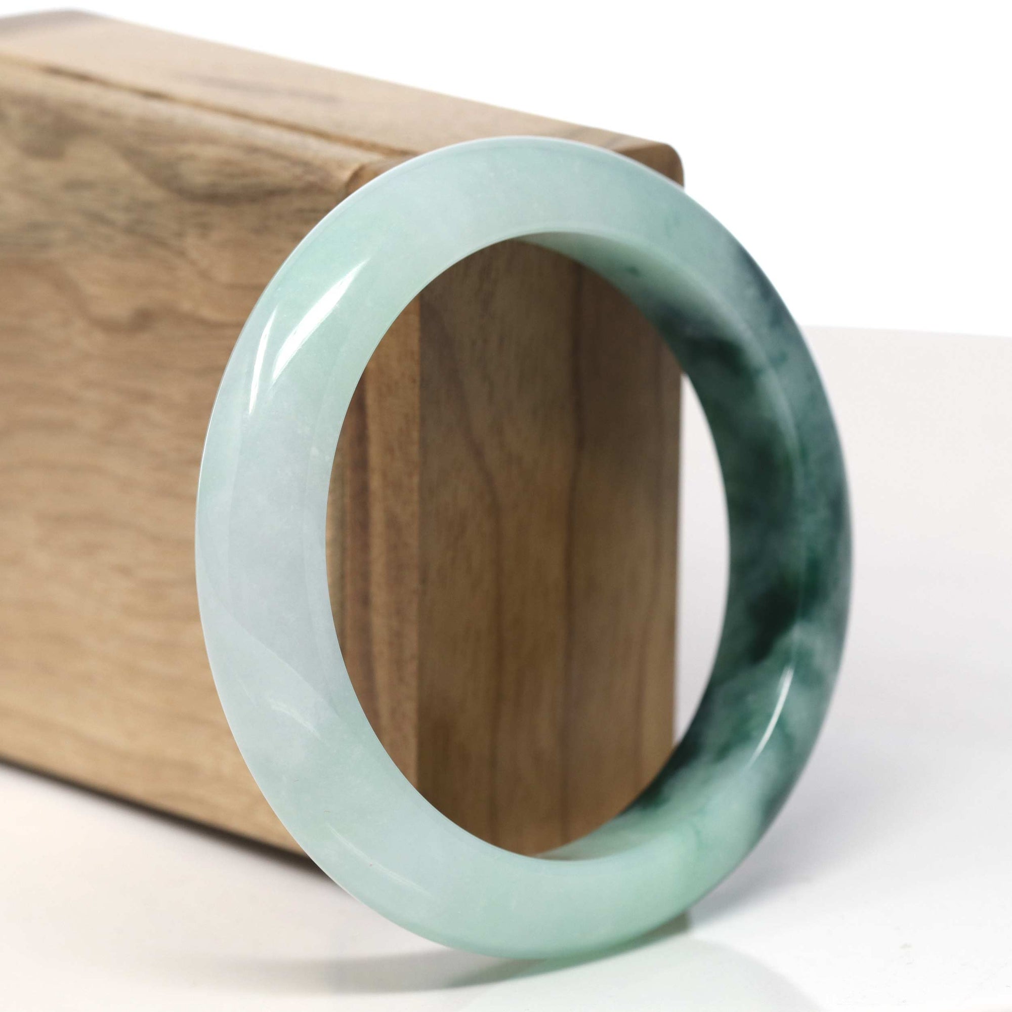 Baikalla Blue Flower Jadeite Jade Bangle Bracelet (56.3mm) 