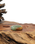 Baikalla Oil Green & Brown Burmese Jadeite Jade Traditional Ring 
