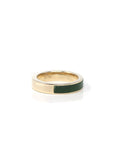 Baikalla 14k Yellow Gold Forest Green Natural Nephrite Jade 3/4 Inlay Men's Wedding Ring 