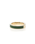 Baikalla 14k Yellow Gold Forest Green Natural Nephrite Jade 3/4 Inlay Men's Wedding Ring 