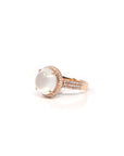 Baikalla 18k Rose Gold High Icy Natural Burmese Jadeite Jade Engagement Ring w/ Natural Diamonds Halo
