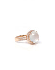 Baikalla 18k Rose Gold High Icy Natural Burmese Jadeite Jade Engagement Ring w/ Natural Diamonds Halo
