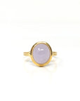 18k Yellow Gold Natural Translucent Oval Pink Lavender Burmese Jadeite Jade Engagement Ring
