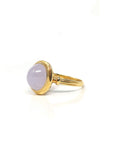 18k Yellow Gold Natural Translucent Oval Pink Lavender Burmese Jadeite Jade Engagement Ring