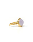18k Yellow Gold Natural Translucent Oval Pink Lavender Burmese Jadeite Jade Engagement Ring