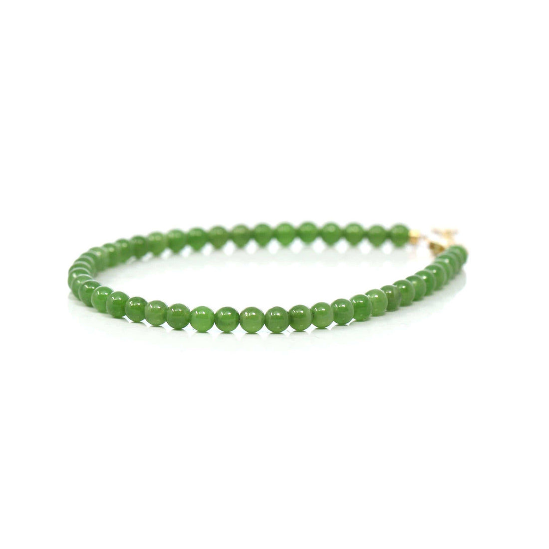 Baikalla Jewelry jade beads bracelet Copy of Copy of 24K Pure Yellow Gold Money Bead With Genuine Green Jade Round Beads Bracelet Bangle ( 8 mm )