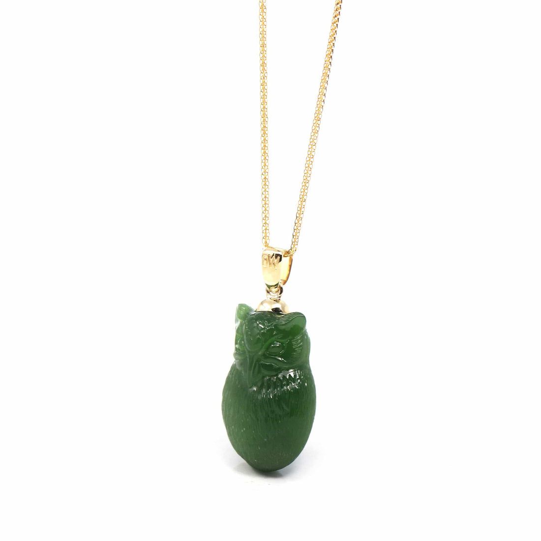 Baikalla Jewelry God Jadeite Jade Necklace Pendant Only Copy of Baikalla Genuine Green Nephrite Jade Lucky Owl Pendant Necklace With 14k Yellow Gold Bail