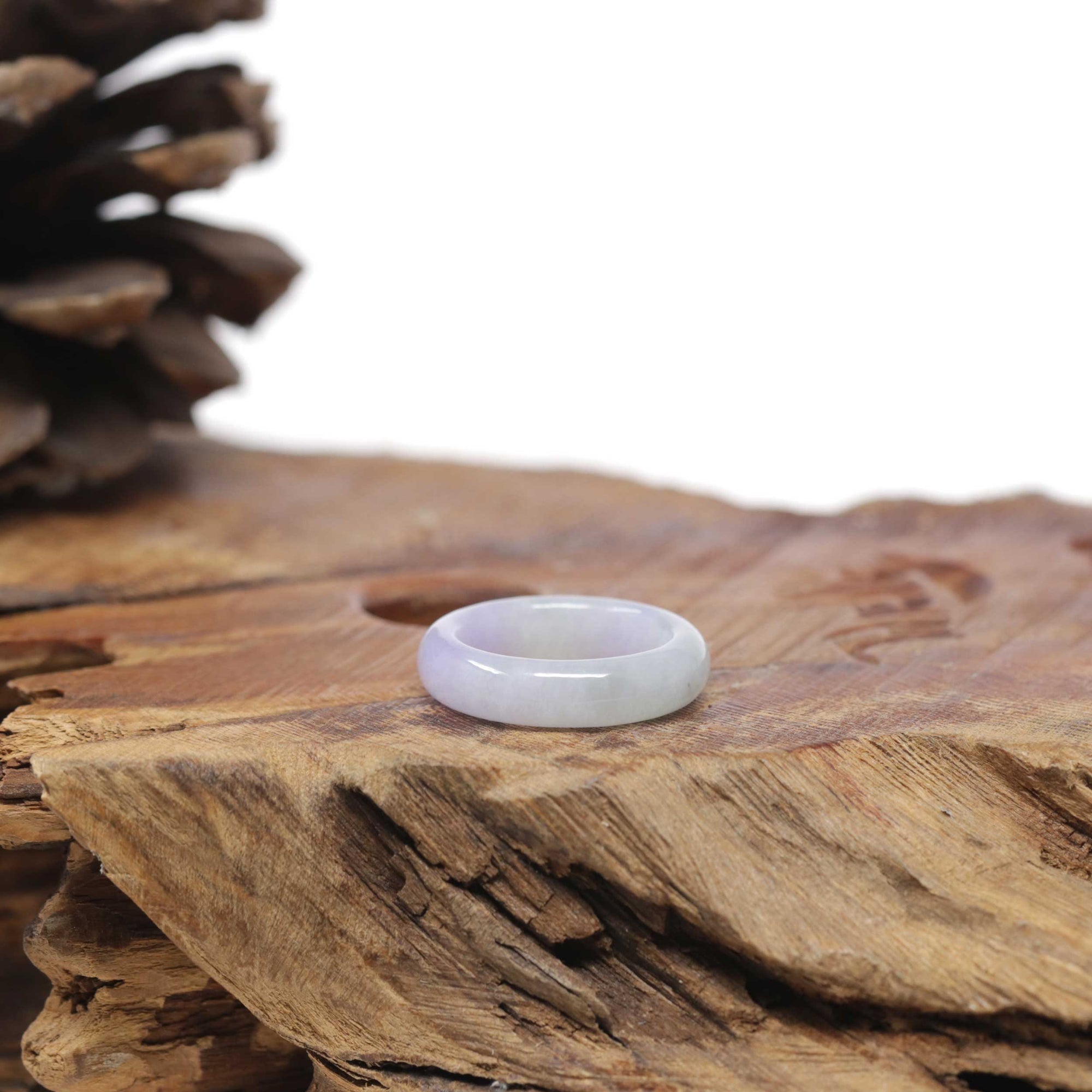 Baikalla Natural Icy Lavender &amp; Light Green Jadeite Jade Traditional Ring 