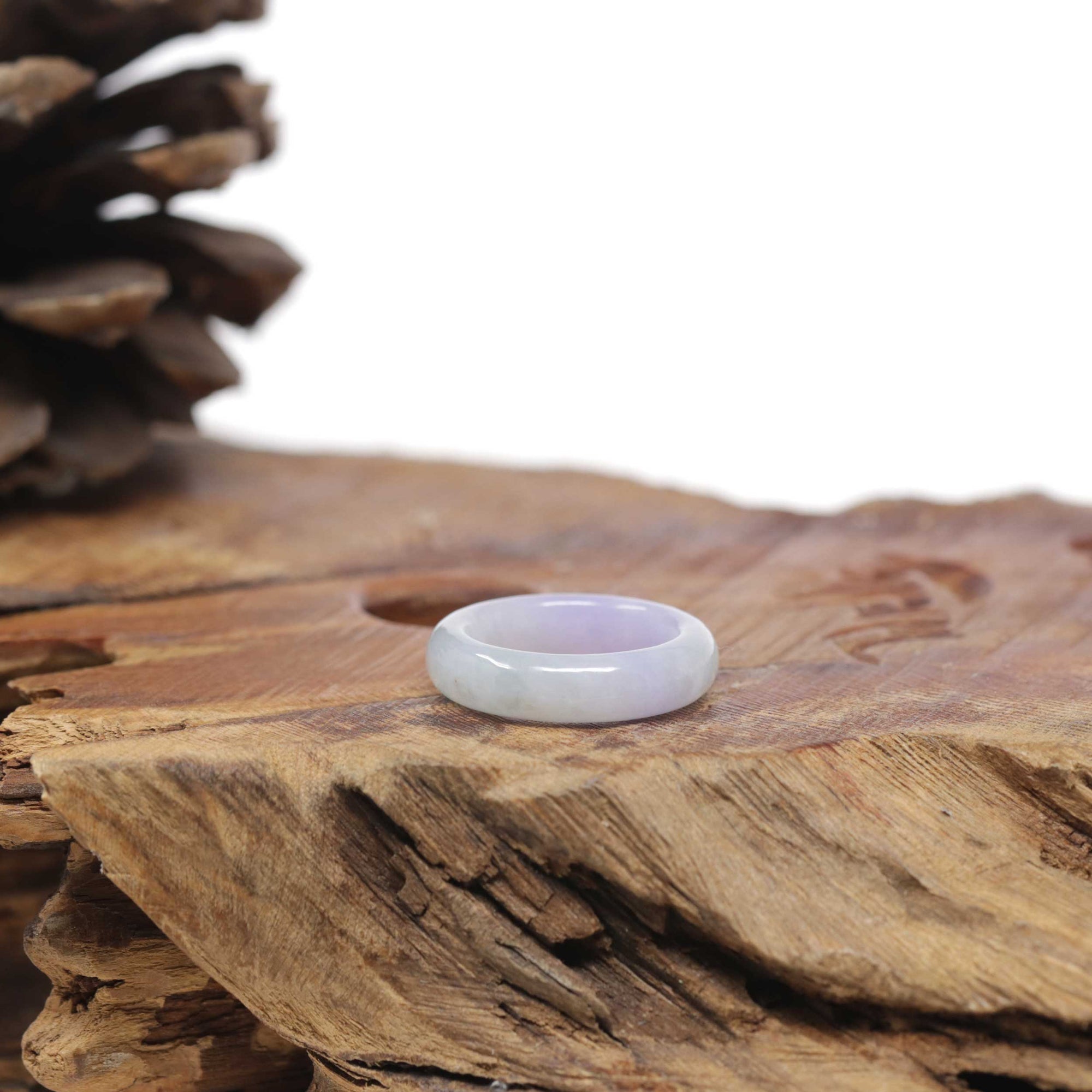 Baikalla Natural Icy Lavender &amp; Light Green Jadeite Jade Traditional Ring 