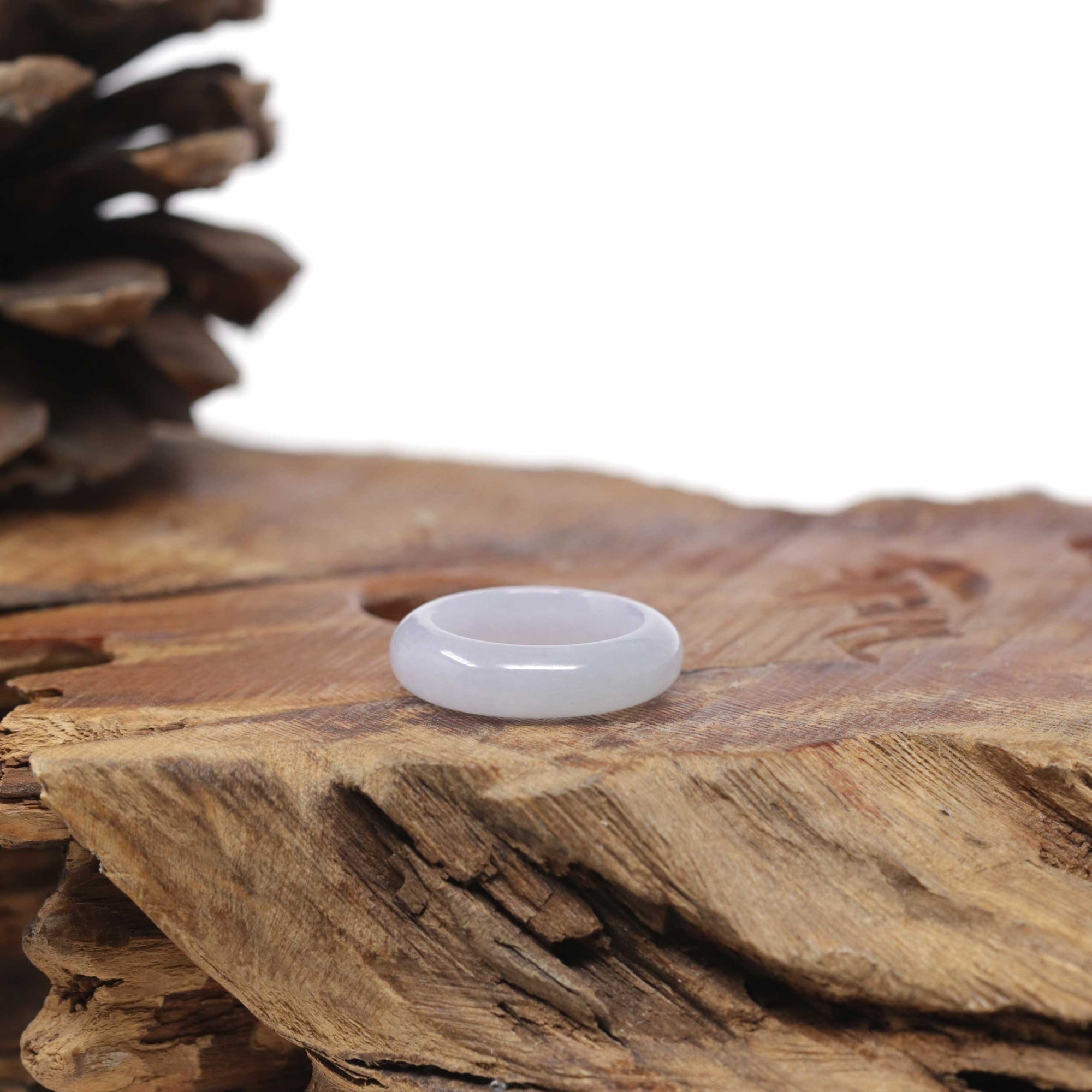 Baikalla Natural Icy Light Lavender Jadeite Jade Traditional Ring 