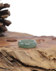 Baikalla Natural Icy Oil-Green Jadeite Jade Traditional Ring 