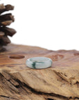 Baikalla Natural Icy Blue-Green Flower Jadeite Jade Traditional Ring 