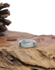 Baikalla Natural Icy Blue-Green Flower Jadeite Jade Traditional Ring 
