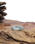 Baikalla Natural Icy Blue-Green Flower Jadeite Jade Traditional Ring 