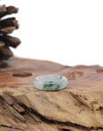 Baikalla Natural Icy Blue-Green Flower Jadeite Jade Traditional Ring 