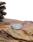 Baikalla Natural Icy Blue-Green Flower Jadeite Jade Traditional Ring 