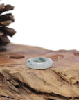 Baikalla Natural Icy Blue-Green Flower Jadeite Jade Traditional Ring 