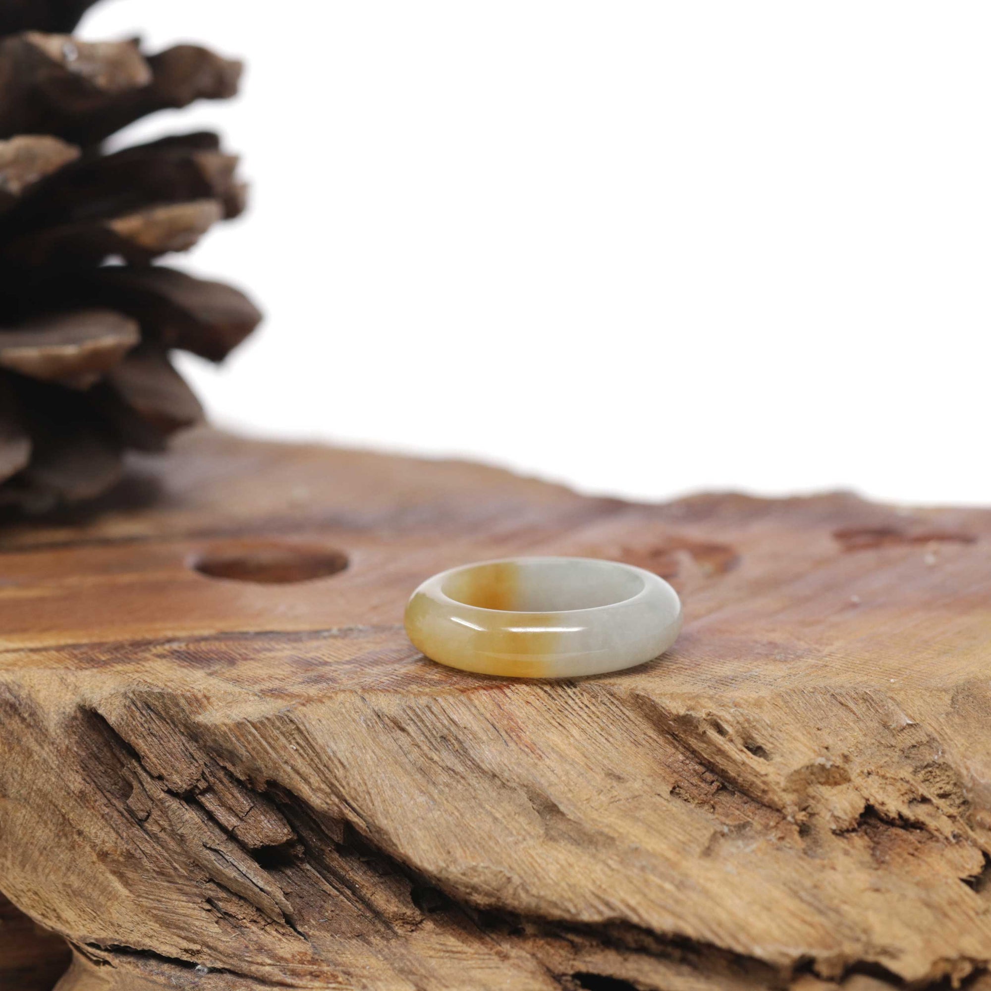 Baikalla Natural Icy Orange Jadeite Jade Traditional Ring 