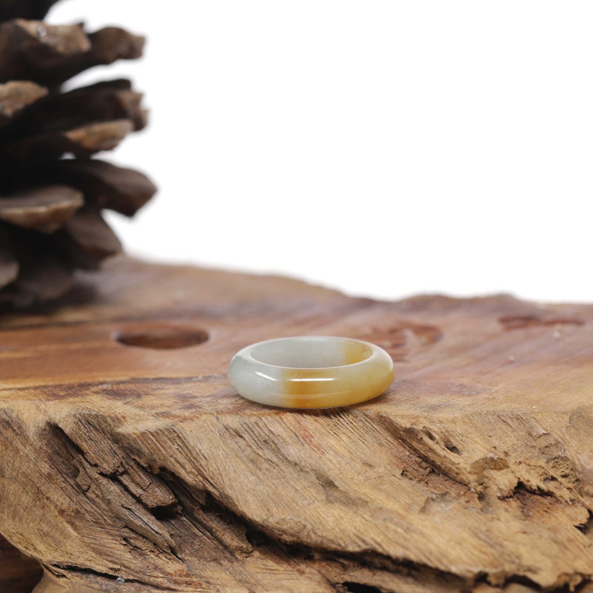 Baikalla Natural Icy Orange Jadeite Jade Traditional Ring 