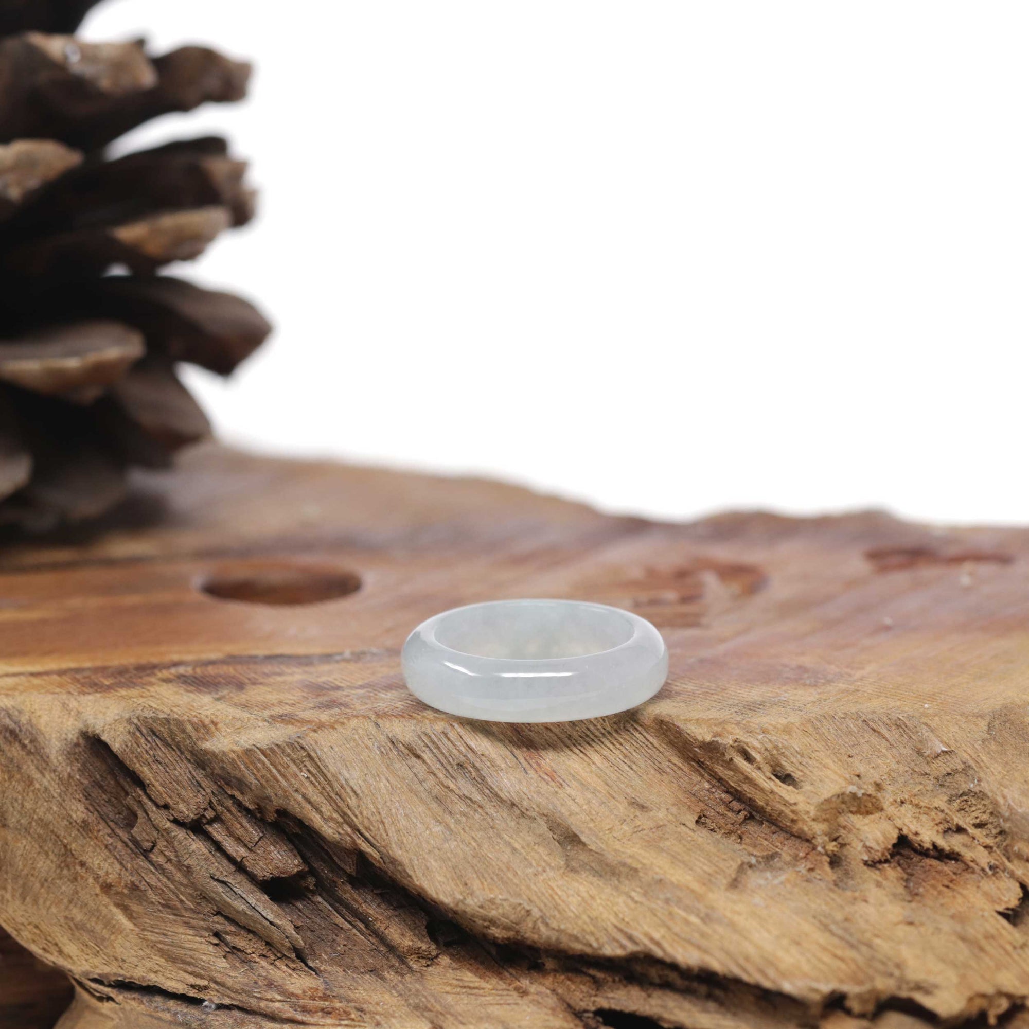 Baikalla Natural Icy Jadeite Jade Traditional Ring 
