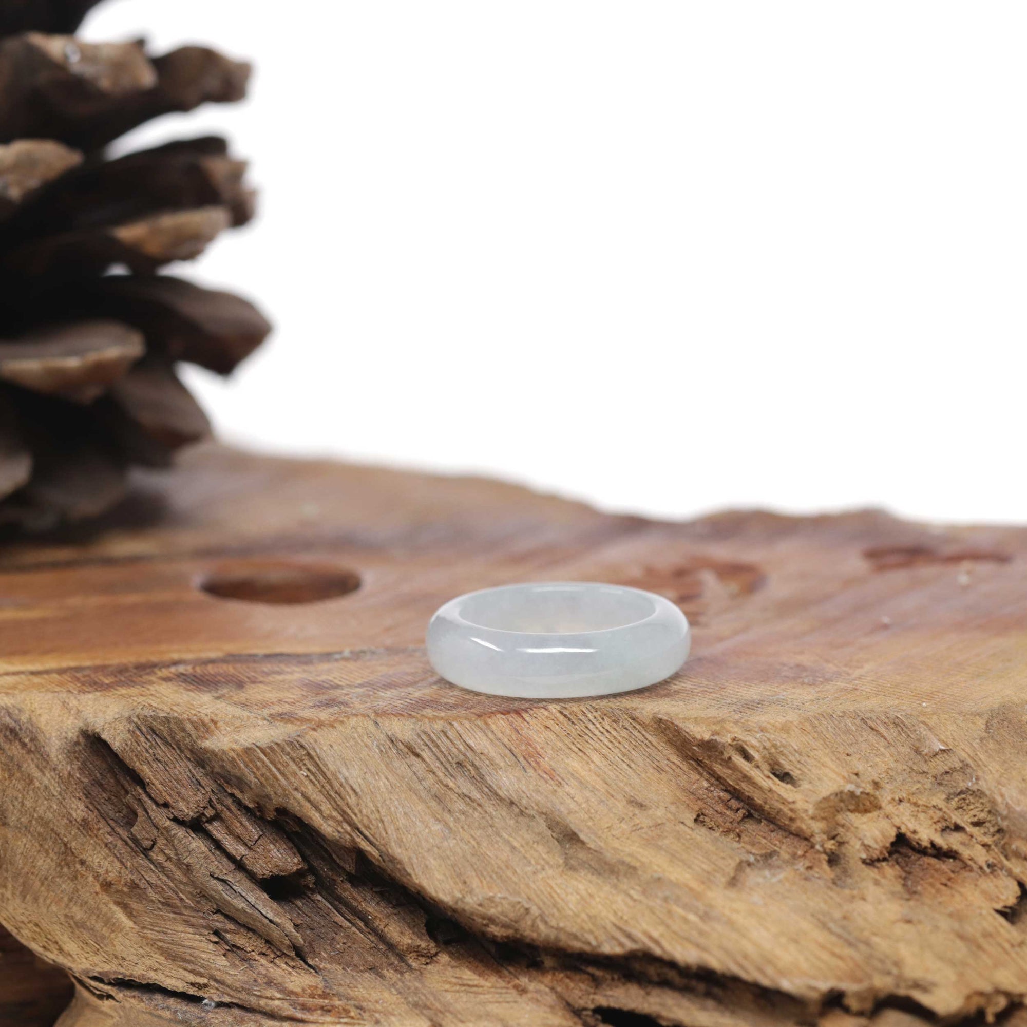 Baikalla Natural Icy Jadeite Jade Traditional Ring 