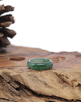 Baikalla Natural Icy Deep Green Jadeite Jade Traditional Ring 