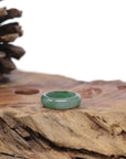 Baikalla Natural Icy Deep Green Jadeite Jade Traditional Ring 