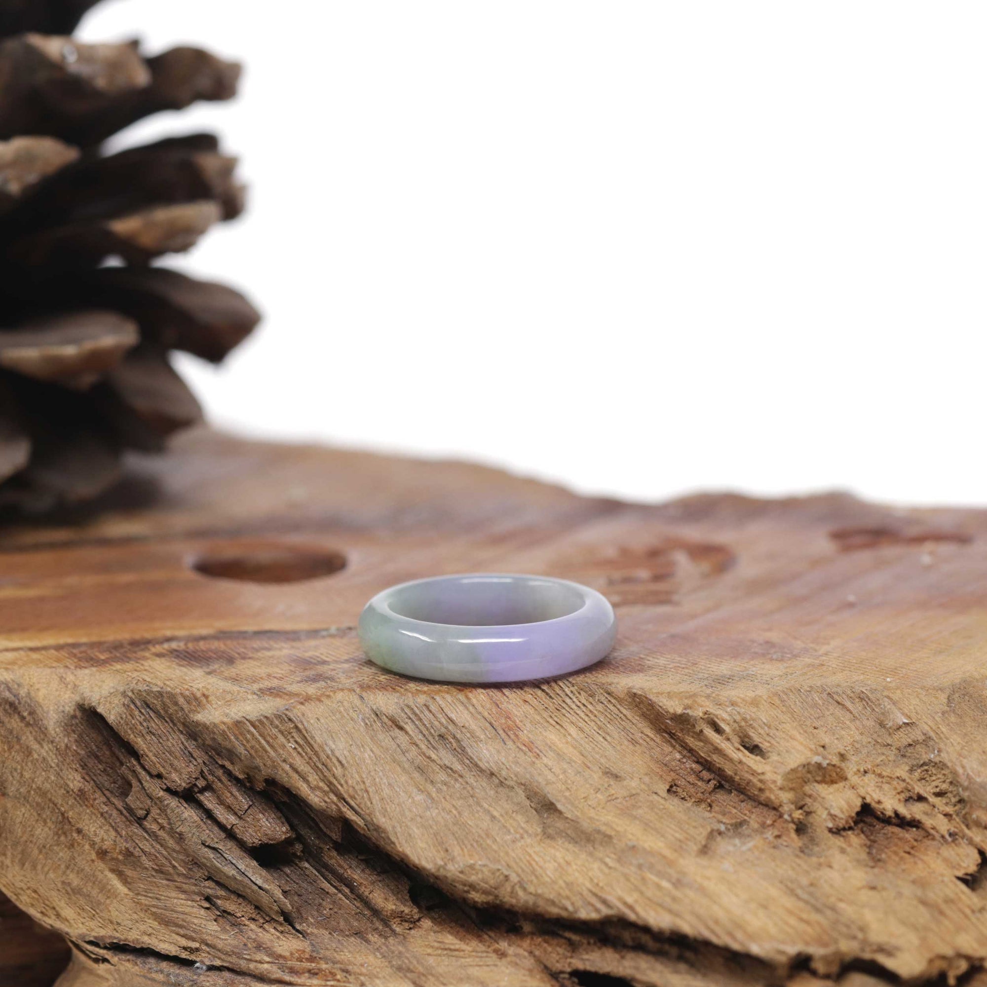 Baikalla Natural Icy Lavender &amp; Green Jadeite Jade Traditional Ring 