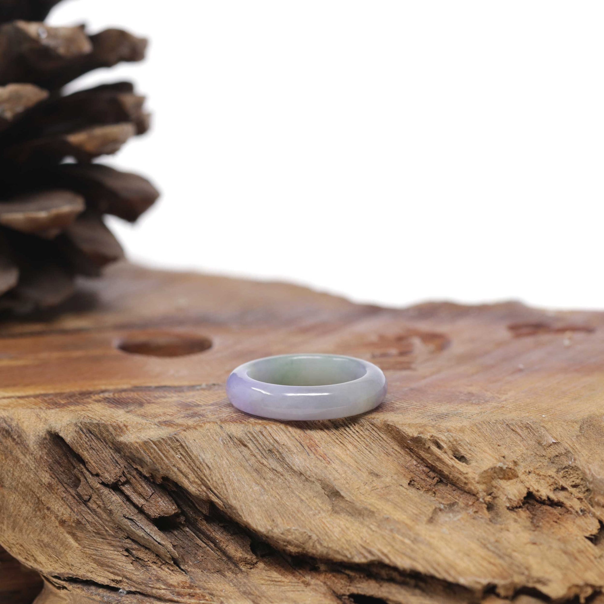 Baikalla Natural Icy Lavender &amp; Green Jadeite Jade Traditional Ring 