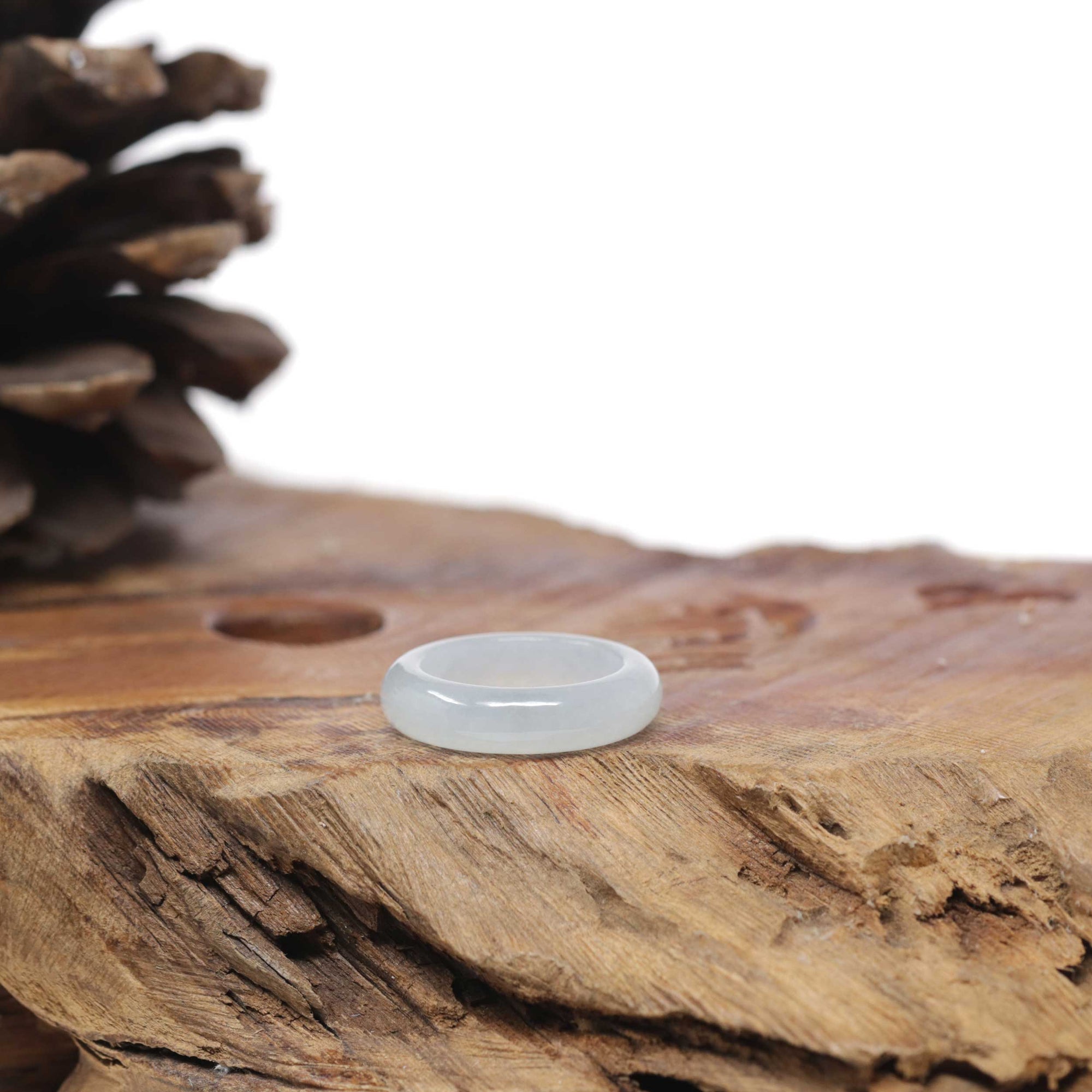 Baikalla Natural Icy Jadeite Jade Traditional Ring 