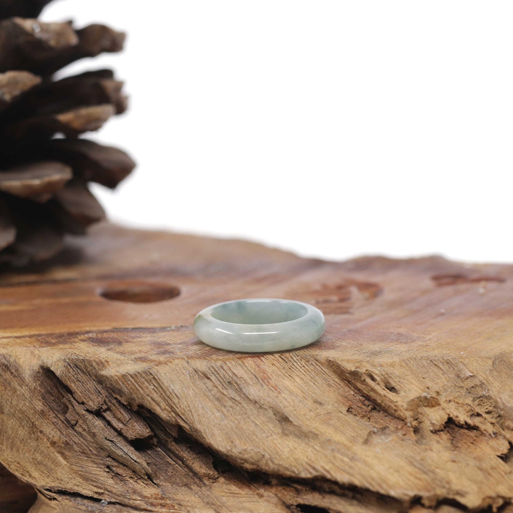 Baikalla Natural Icy Blue-Green Flower &amp; Yellow Jadeite Jade Traditional Ring 
