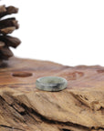 Baikalla Natural Icy Green & Black Wuji Jadeite Jade Traditional Ring 