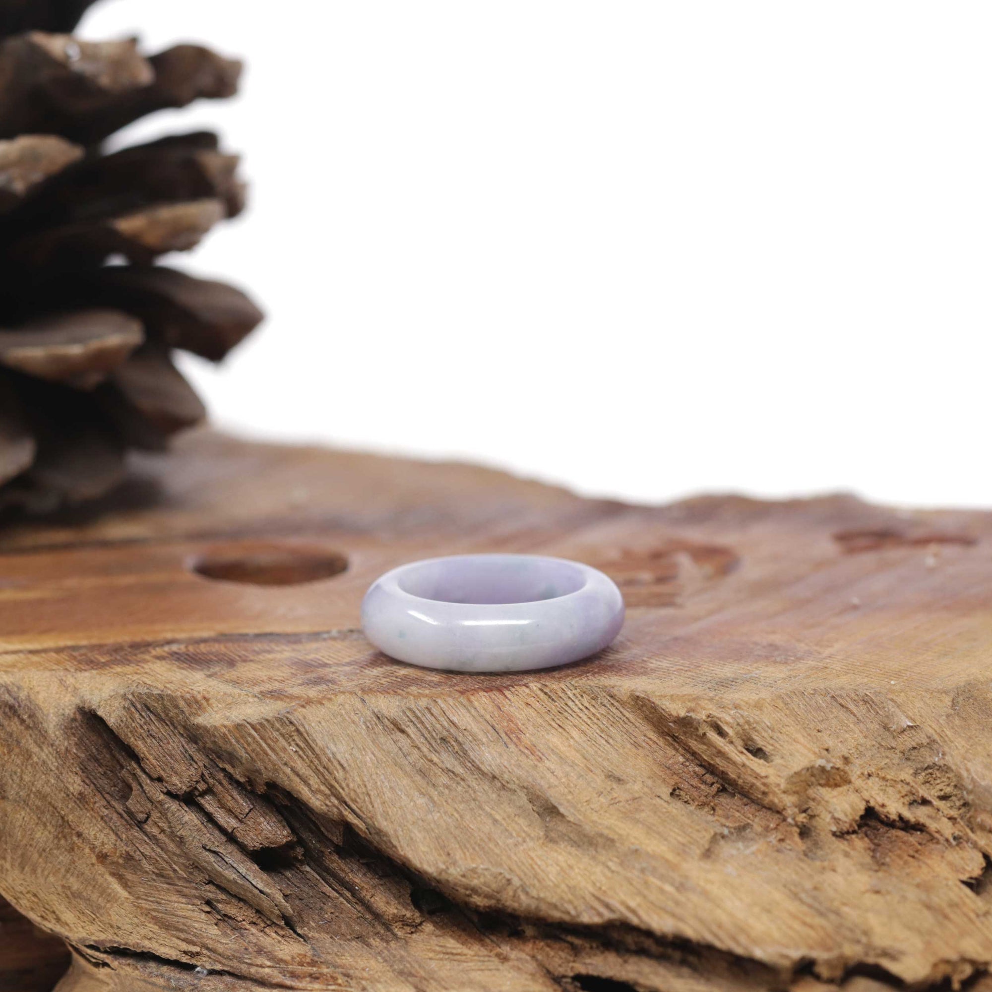 Baikalla Natural "Vixen" Lavender W/ Blue-Green Flowers Jadeite Jade Traditional Ring 