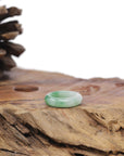 Baikalla Natural Icy Apple-Green Jadeite Jade Traditional Ring 