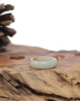 Baikalla Natural Icy Light Oil-Green & Orange Patch Jadeite Jade Traditional Ring 
