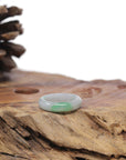 Baikalla Natural Icy Apple-Green & Light Grey Wuji Jadeite Jade Traditional Ring 